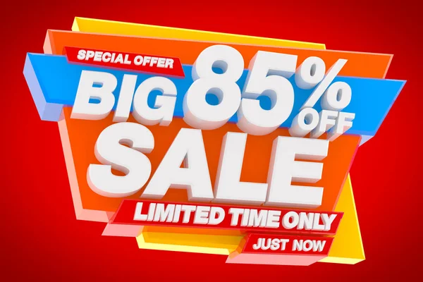 BIG SALE LIMITED TIME Тільки СПЕЦІОНАЛЬНОГО УВАГА 85% Зараз слово на червоному тлі ілюстрація 3D рендеринга — стокове фото