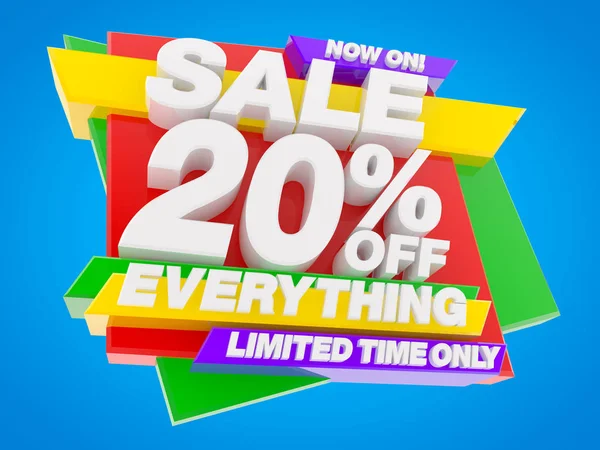 SALE 20 % OFF EVERYTHING LIMITED TIME ONLY NOW ON ! 3d illustration — Stock Photo, Image