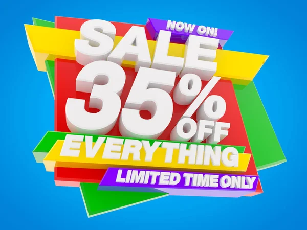 Sprzedaż 35% off Everything Limited Time Only On! Ilustracja 3D — Zdjęcie stockowe