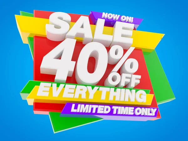 Sprzedaż 40% taniej Wszystko ograniczone czas tylko teraz! Ilustracja 3D — Zdjęcie stockowe