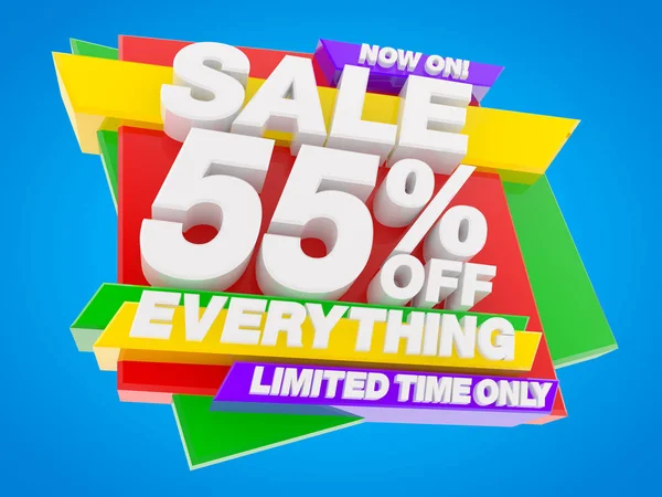 SALE 55 % OFF EVERYTHING LIMITED TIME ONLY NOW ON ! 3d illustration — Stock Photo, Image