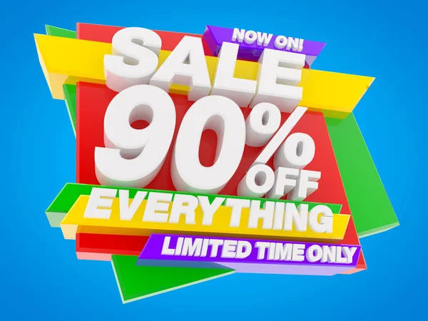 Prodej 90% Off Everything Limited Time Only Now On! 3D ilustrace — Stock fotografie