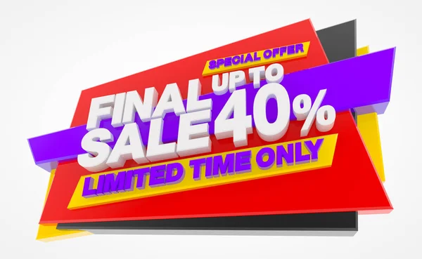 FINAL SALE UP TO 40% LIMITED TIME ТІЛЬКИ ПРОДАЖУ 3d ілюстрація — стокове фото