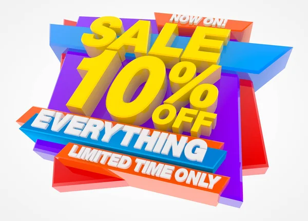Eladó 10% Off Everything Limited Time Only Now!, Eladó háttér 3d illusztráció — Stock Fotó
