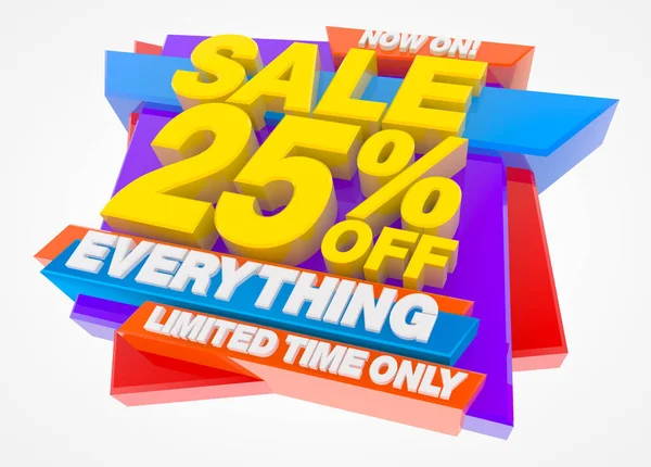 Verkoop 25% korting op alles Beperkte tijd Nu Alleen Op! 3d illustratie — Stockfoto