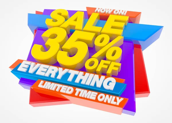 Sprzedaż 35% off Everything Limited Time Only On! Ilustracja 3D — Zdjęcie stockowe