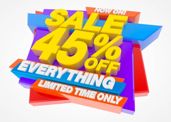 Sprzedaż 45% off Everything Limited Time Only On! Ilustracja 3D — Zdjęcie stockowe