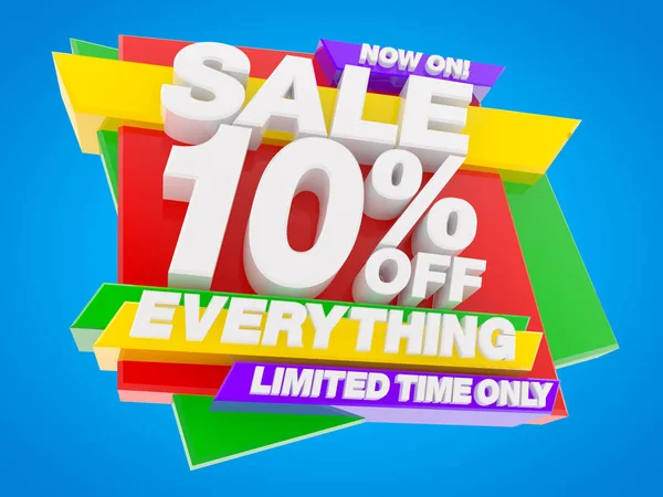 Wyprzedaż 10% off Everything Limited Time Only On! Ilustracja 3D — Zdjęcie stockowe