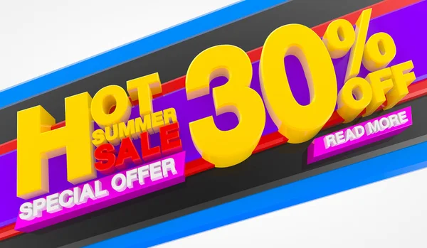 HOT SUMMER VENDA 30% FORA OFERTA ESPECIAL LER MAIS 3D renderização — Fotografia de Stock