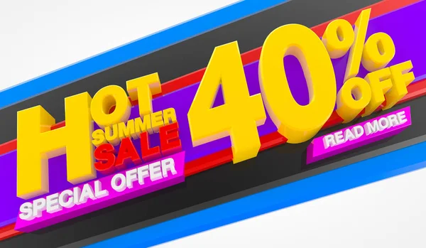 HOT SUMMER SALE 40 % OFF SPECIAL OFFER READ MORE 3d rendering — Stock Photo, Image