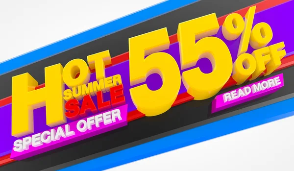 HOT SUMMER SALE 55 % OFF SPECIAL OFFER READ MORE 3d rendering — Stock Photo, Image