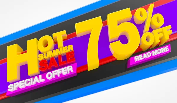 HOT SUMMER SALE 75 % OFF SPECIAL OFFER READ MORE 3d rendering — Stock Photo, Image
