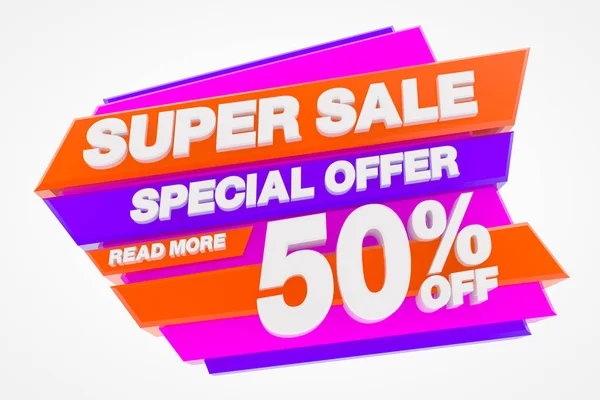 Super Sale Speciale aanbieding 50% Lees meer 3d rendering — Stockfoto