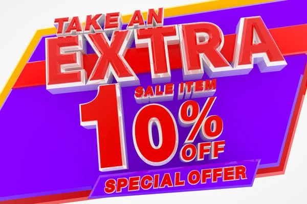 Neem een extra verkoop artikel 10% korting op speciale aanbieding 3d rendering — Stockfoto