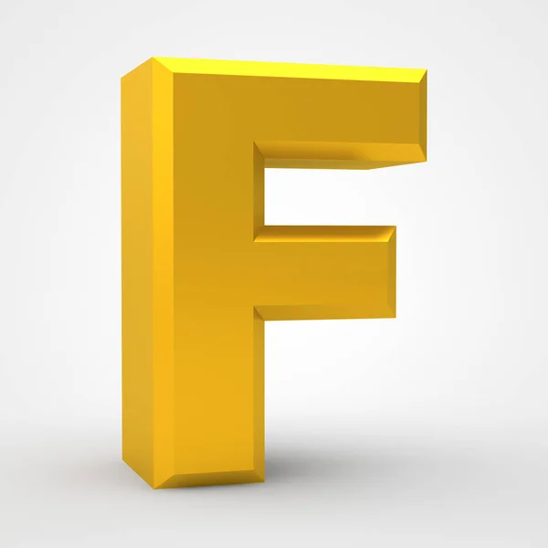 F gold alphabet word on white background illustration 3D rendering — Stock Photo, Image