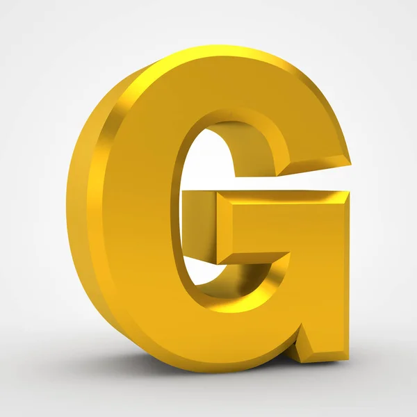 G gold alphabet word on white background illustration 3D rendering — Stock Photo, Image