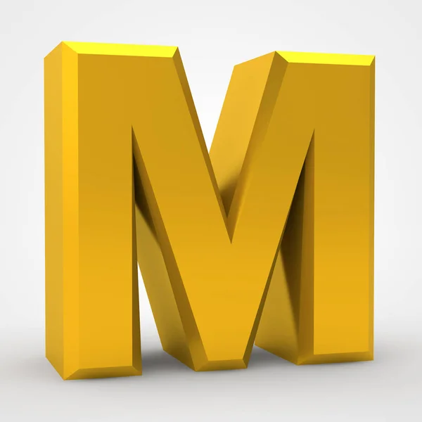 M gold alphabet word on white background illustration 3D rendering — 스톡 사진