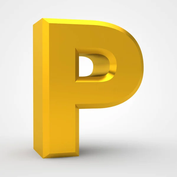 P guld alfabetet ord på vit bakgrund illustration 3d rendering — Stockfoto
