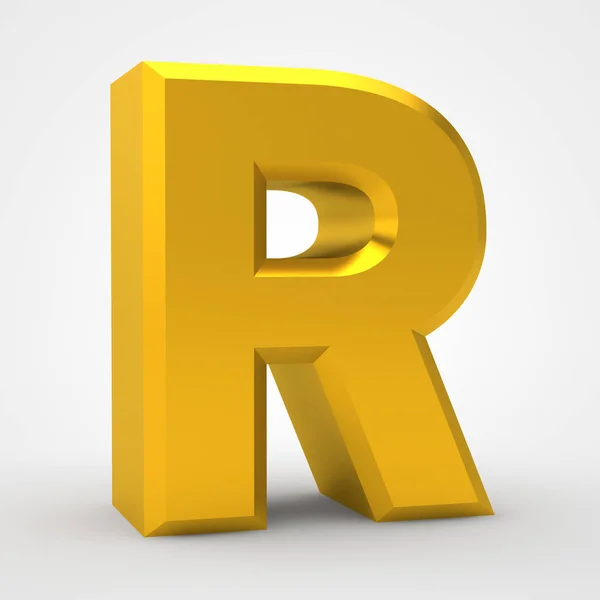 R gold alphabet word on white background illustration 3D rendering — 스톡 사진