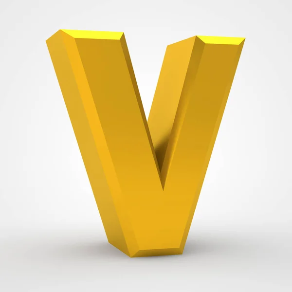 V Gold Alphabet Wort auf weißem Hintergrund Illustration 3D-Rendering — Stockfoto