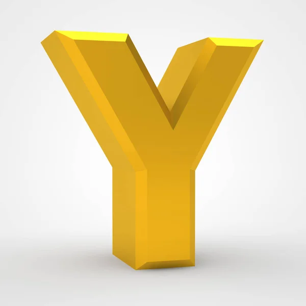 Y Золотий алфавіт слово на білому тлі ілюстрація 3D рендеринга — стокове фото
