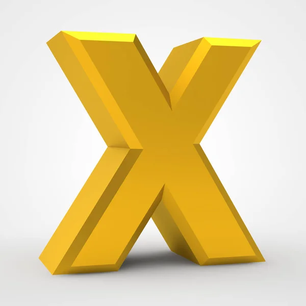 X gold alphabet word on white background illustration 3D rendering