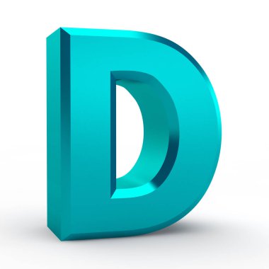 Beyaz arkaplan illüstrasyonunda D mavi alfabe sözcüğü 3d oluşturma