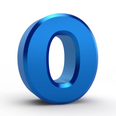 O mavi alfabe kelime beyaz arkaplan illüstrasyon 3d görüntüleme