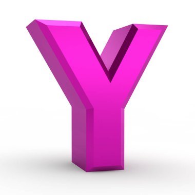 Beyaz arkaplan illüstrasyonunda Y pembe alfabesi sözcüğü 3D görüntüleme