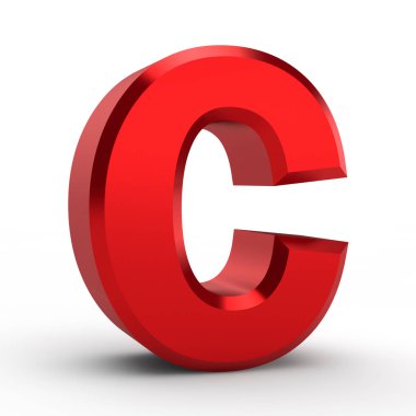 Beyaz arkaplan illüstrasyonunda C kırmızı alfabesi sözcüğü 3D oluşturma