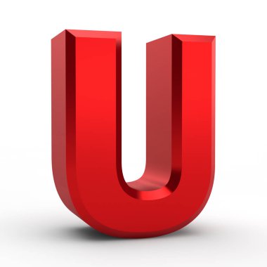 Beyaz arkaplan illüstrasyonunda U kırmızı alfabe sözcüğü 3d oluşturma