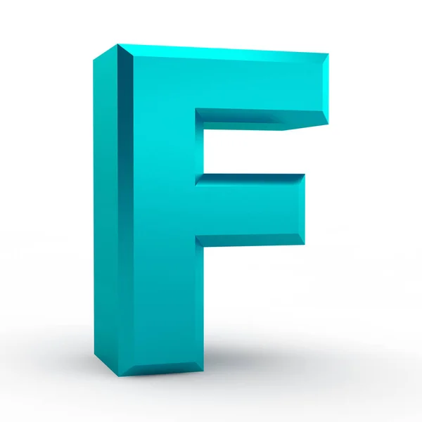 F mot alphabet bleu sur fond blanc illustration rendu 3D — Photo