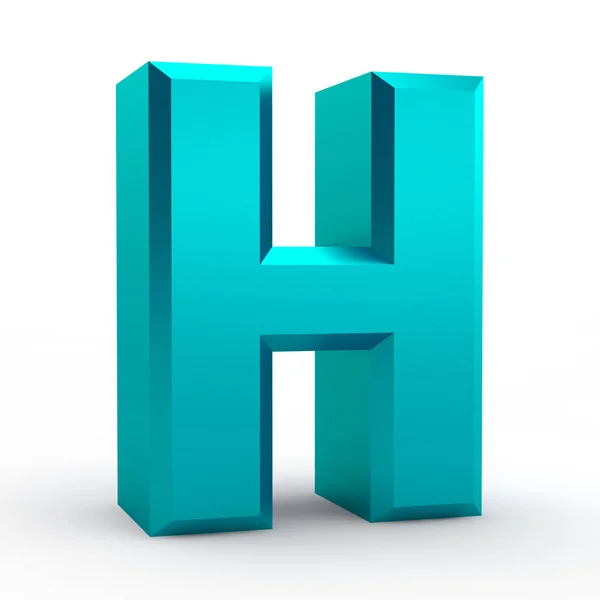 H palabra del alfabeto azul sobre fondo blanco ilustración 3D renderizado —  Fotos de Stock