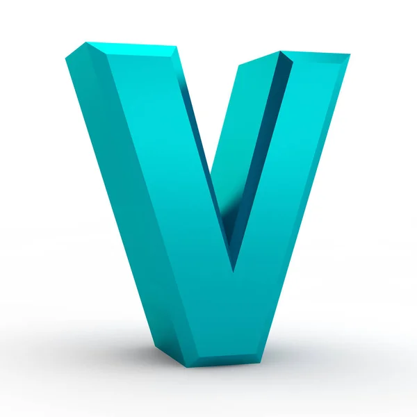 Beyaz arkaplan illüstrasyonunda V mavi alfabesi sözcüğü 3d oluşturma — Stok fotoğraf