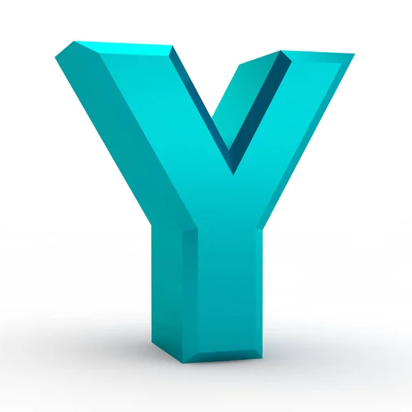 Y niebieski alfabet słowo na białym tle ilustracja 3d renderowania — Zdjęcie stockowe