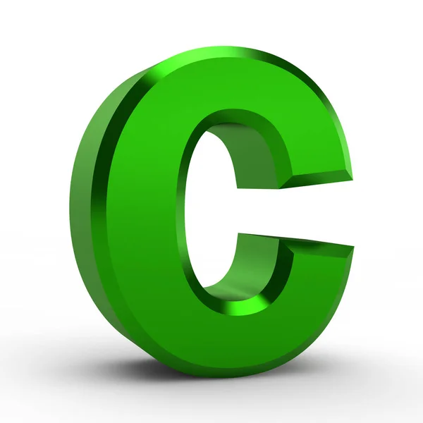 C green alphabet word on white background illustration 3D rendering — 스톡 사진