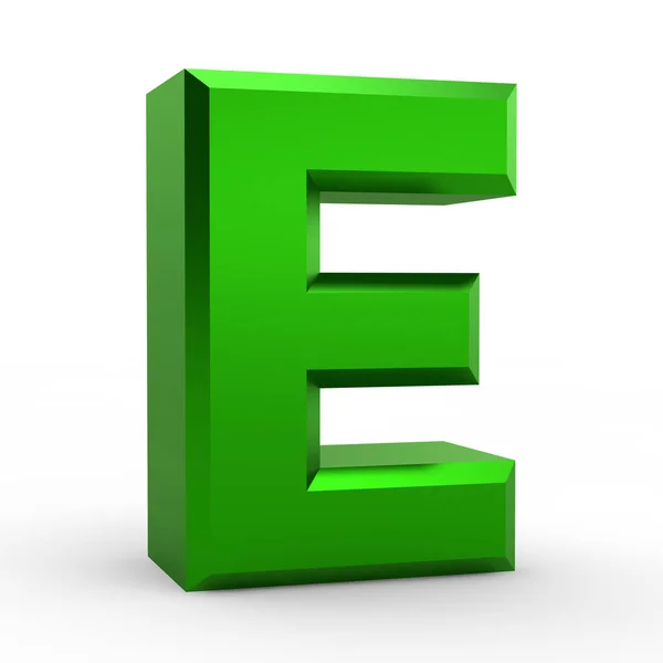 E zelené abeceda slovo na bílém pozadí ilustrace 3d vykreslování — Stock fotografie