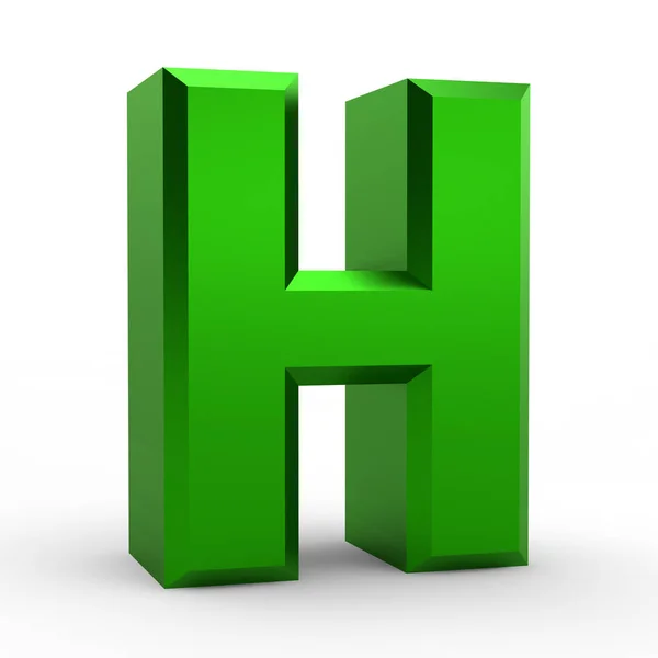 H green alphabet word on white background illustration 3D rendering — Stock Photo, Image