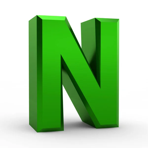 N green alphabet word on white background illustration 3D rendering — 스톡 사진