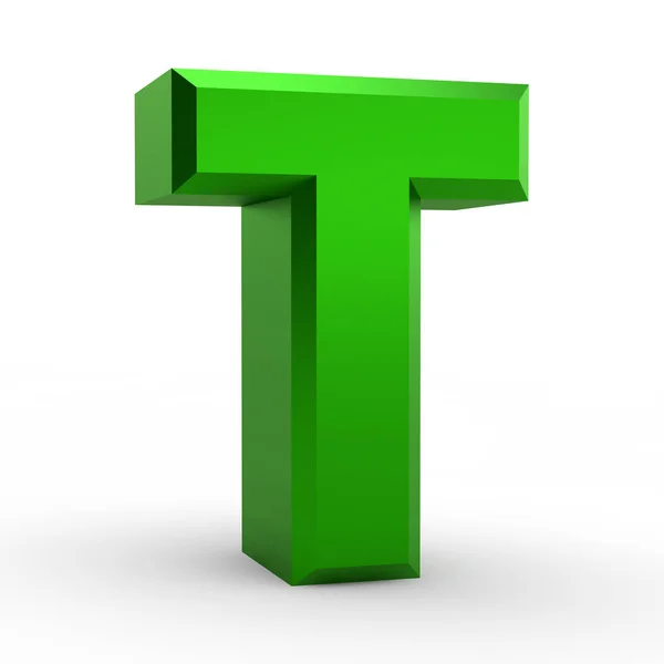 T green alphabet word on white background illustration 3D rendering — Stock Photo, Image