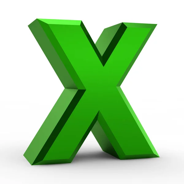 X green alphabet word on white background illustration 3D rendering — Stock Photo, Image