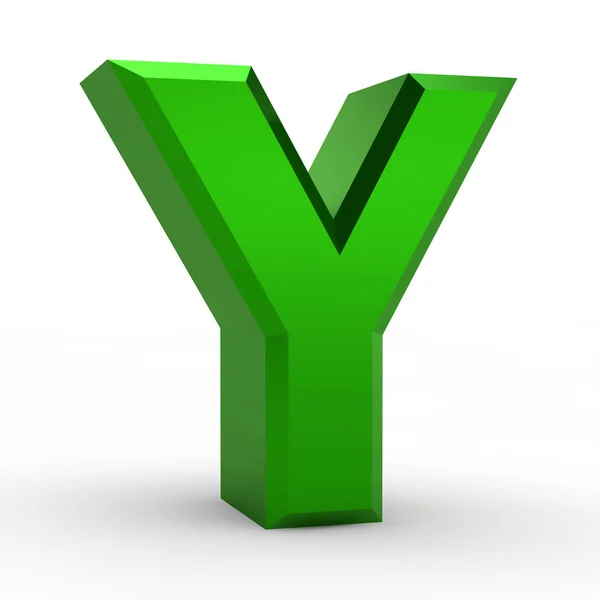 Y parola alfabeto verde su sfondo bianco illustrazione rendering 3D — Foto Stock