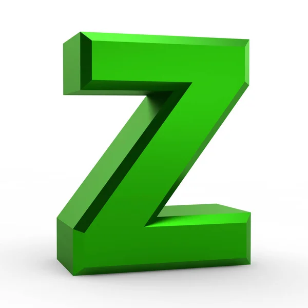 Z zielony alfabet słowo na białym tle ilustracja 3d renderowania — Zdjęcie stockowe