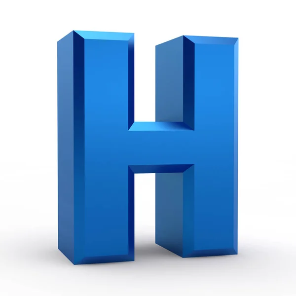 H palabra del alfabeto azul sobre fondo blanco ilustración 3D renderizado —  Fotos de Stock