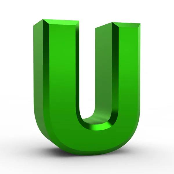 U green alphabet word on white background illustration 3D rendering — Stock Photo, Image