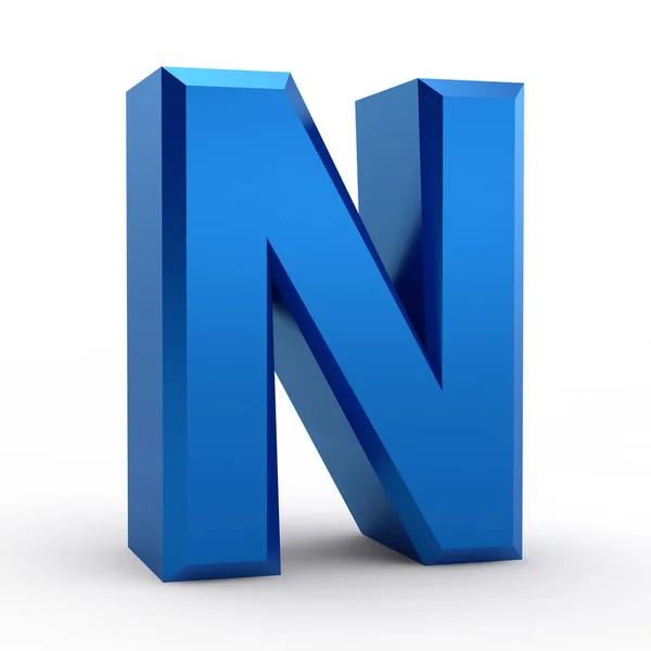 N palavra alfabeto azul no fundo branco ilustração 3D renderização — Fotografia de Stock