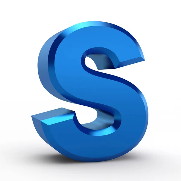 S blue alphabet word on white background illustration 3D render — Stok Foto