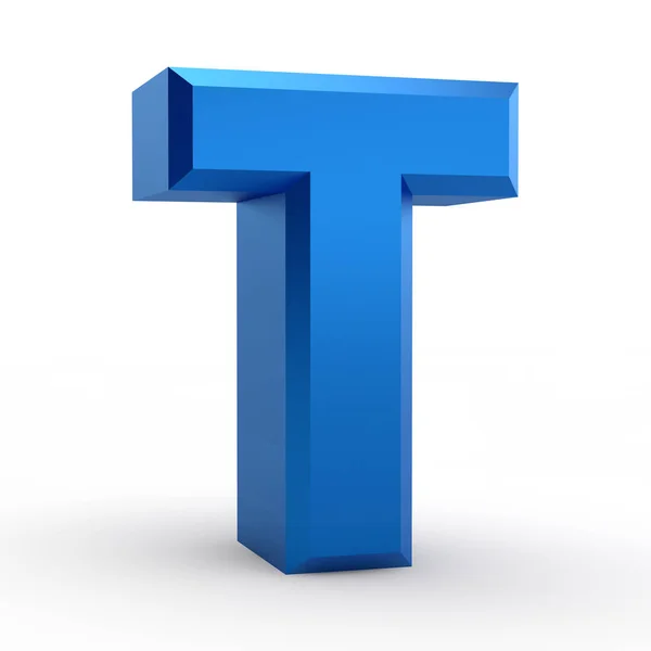 T blue alphabet word on white background illustration 3D rendering — 스톡 사진