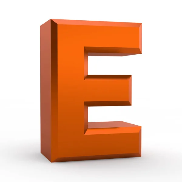 E orangefarbenes Alphabet Wort auf weißem Hintergrund Illustration 3D-Rendering — Stockfoto