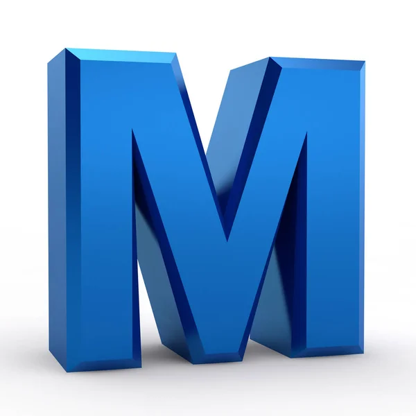 Beyaz arkaplan illüstrasyonunda M mavi alfabe sözcüğü 3d görüntüleme — Stok fotoğraf